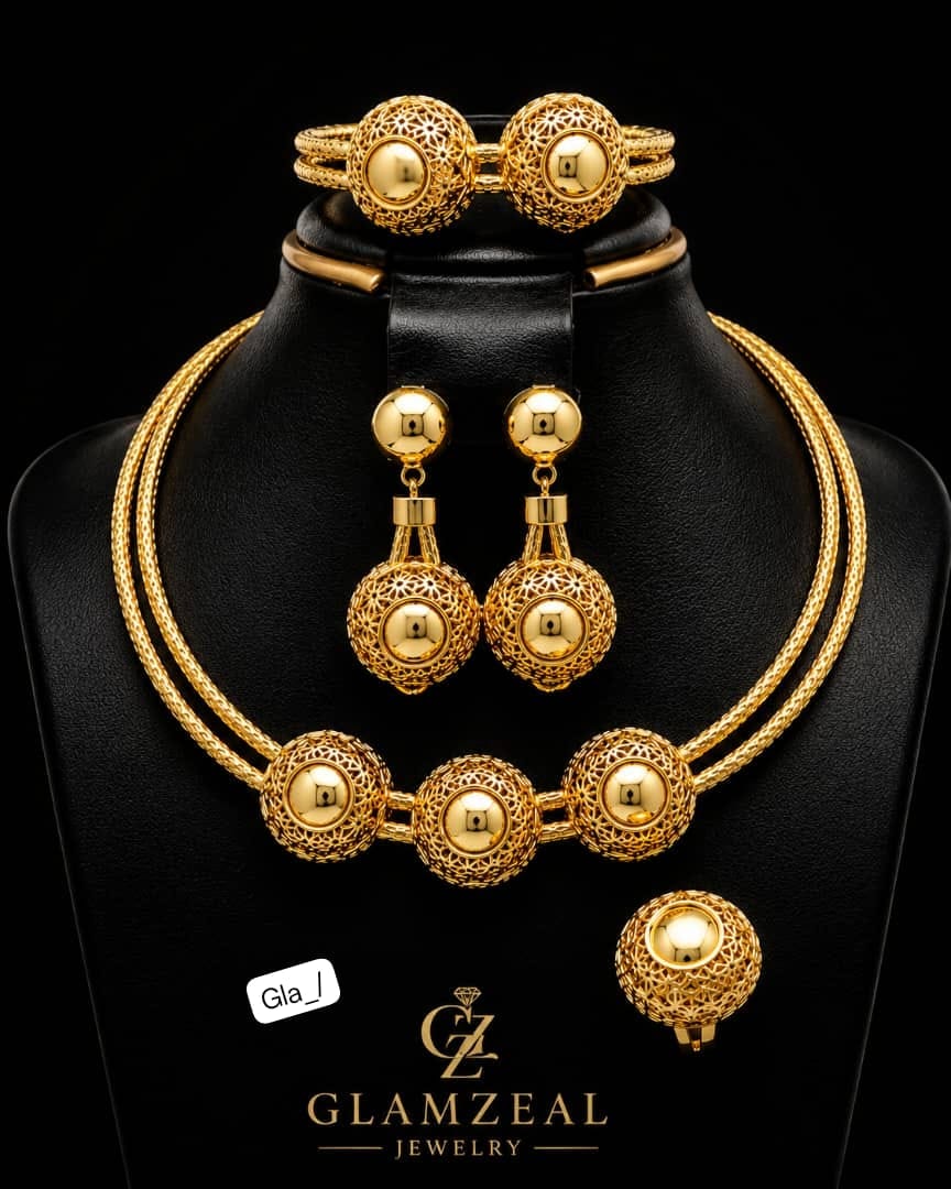 Women’s Gold Filigree Orb Jewelry Set