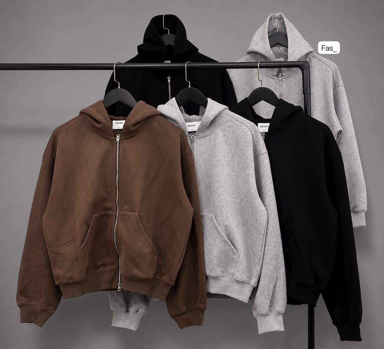 CRSNT Heavyweight Plain Full-Zip Hoodie