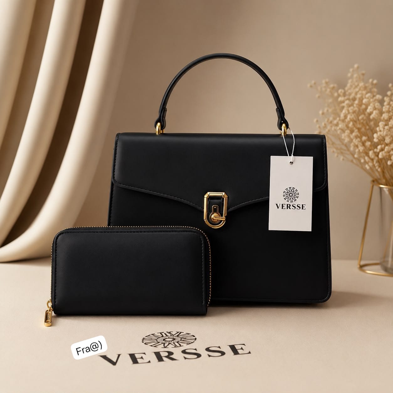 VERSSE Women's Structured Top-Handle Leather Satchel