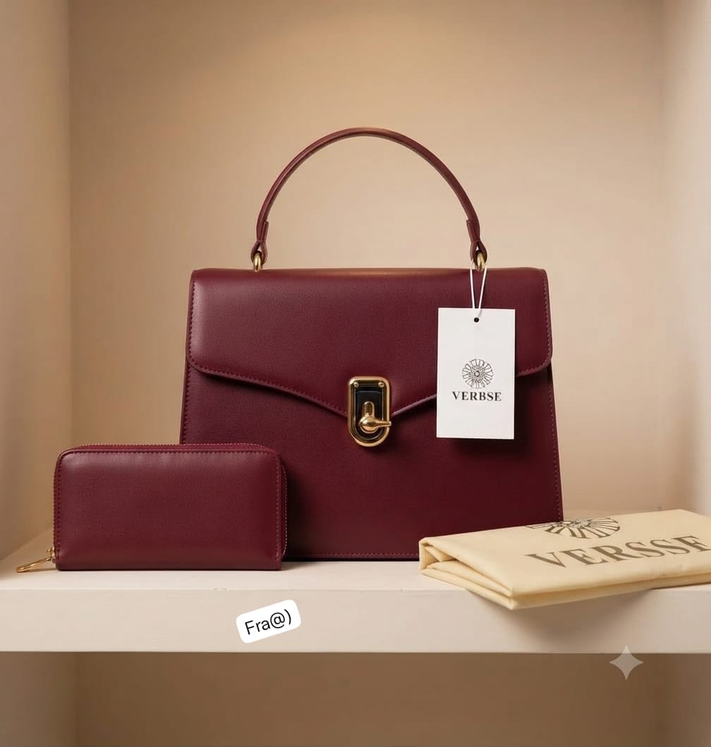 VERSSE Women's Structured Top-Handle Leather Satchel - Image 2