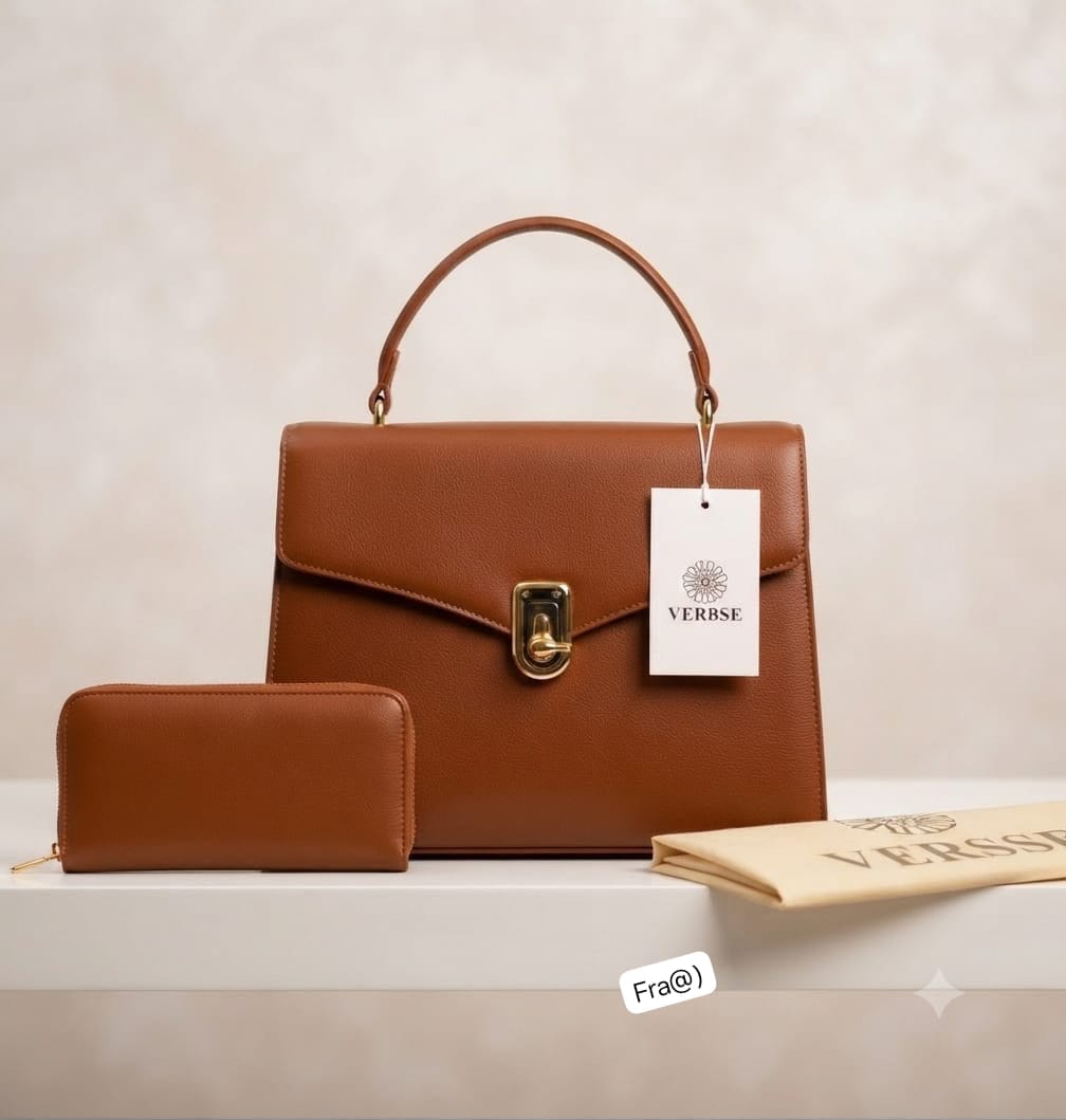 VERSSE Women's Structured Top-Handle Leather Satchel - Image 3
