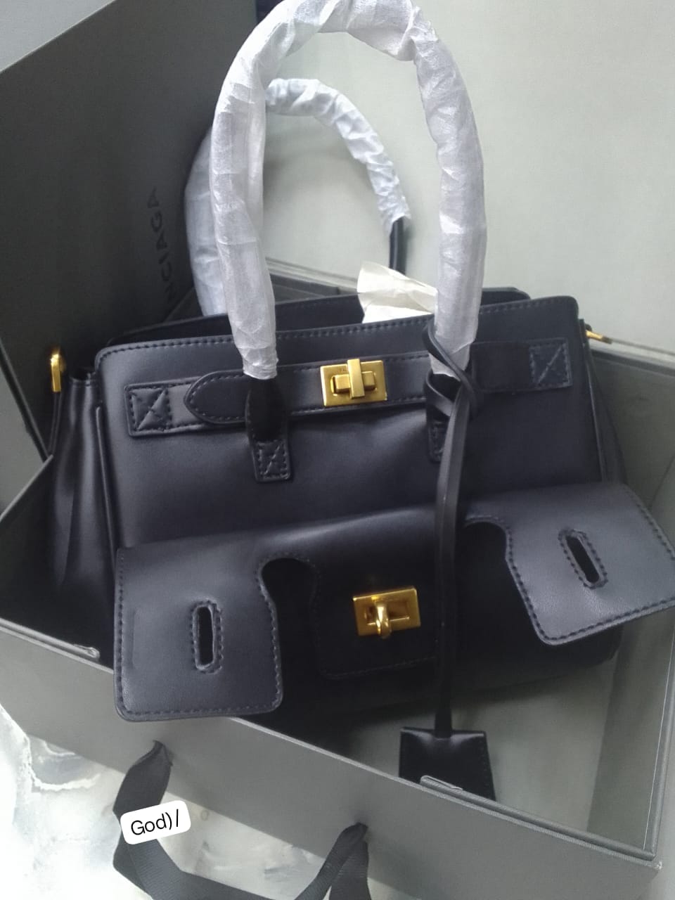 Women's Deconstructed Belted Leather Satchel - Image 2