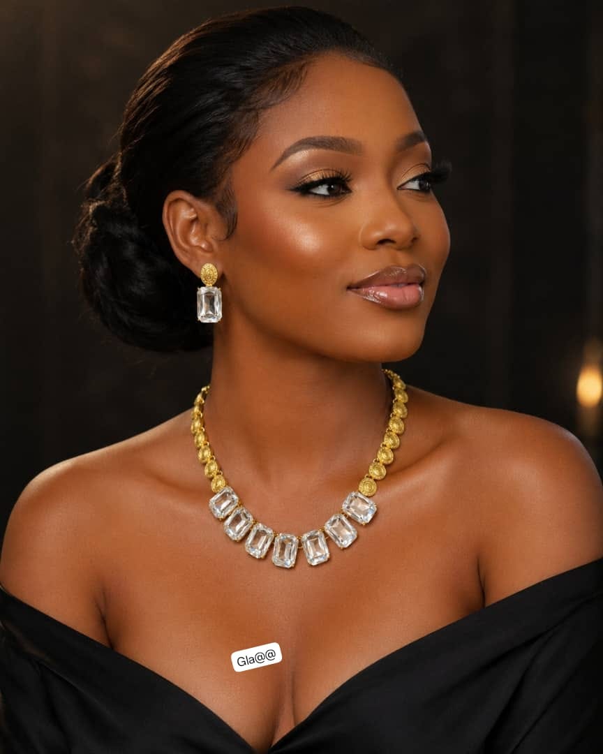 Vintage-Inspired Emerald-Cut Gemstone Statement Jewelry Set