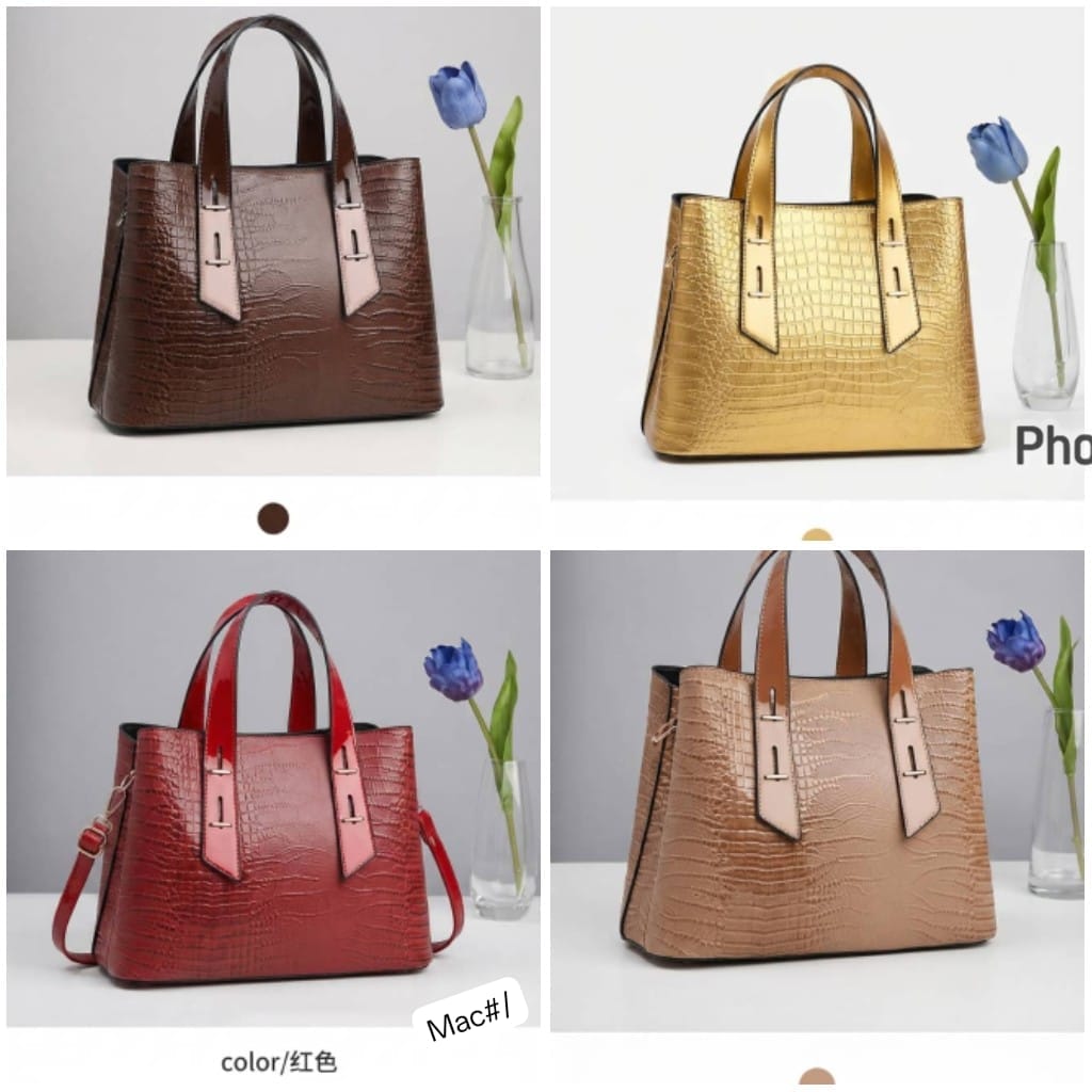 Women’s Crocodile-Embossed Structured Satchel - Image 2