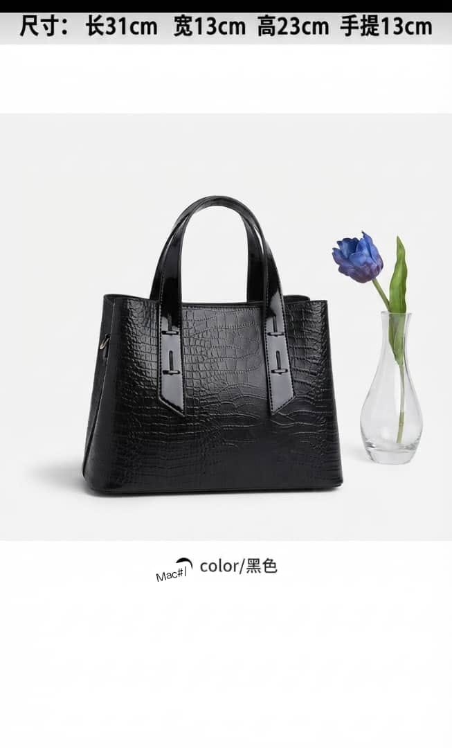 Women’s Crocodile-Embossed Structured Satchel