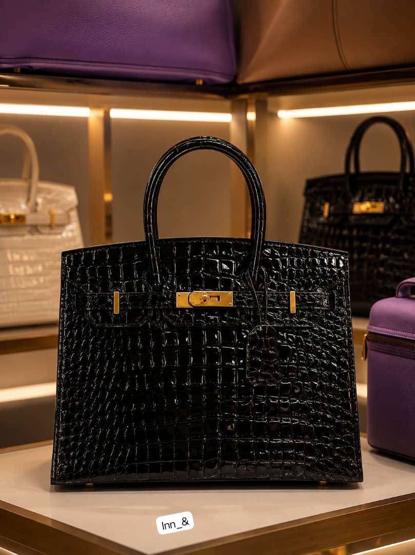Luxury Crocodile-Embossed Leather Top-Handle Tote Bag - Image 2