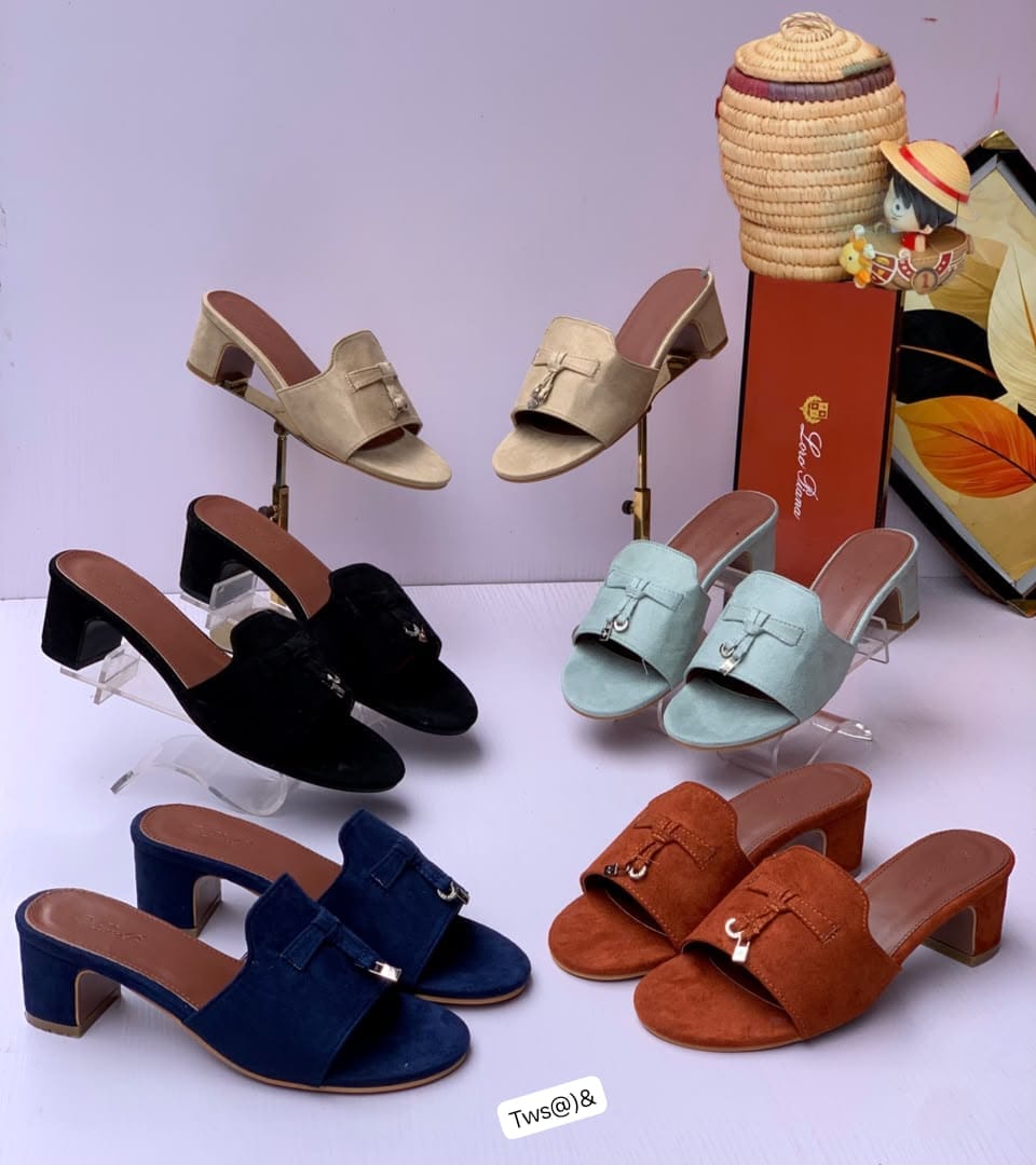 Women’s Suede Charm Open-Toe Block Heel Mules - Image 2