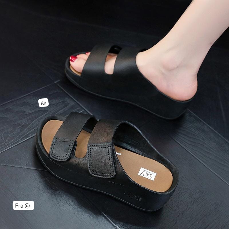 Women’s Double-Strap Platform Wedge Slide Sandals