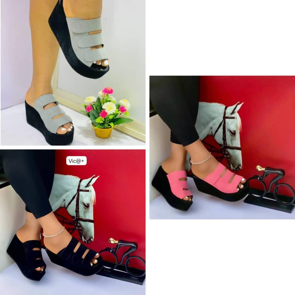 Women's Cutout Multi-Strap Platform Wedge Slide Sandals