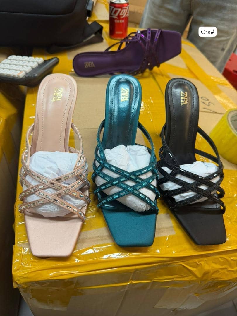 Zara Women's Embellished Multi-Strap Mule Heels - Image 2