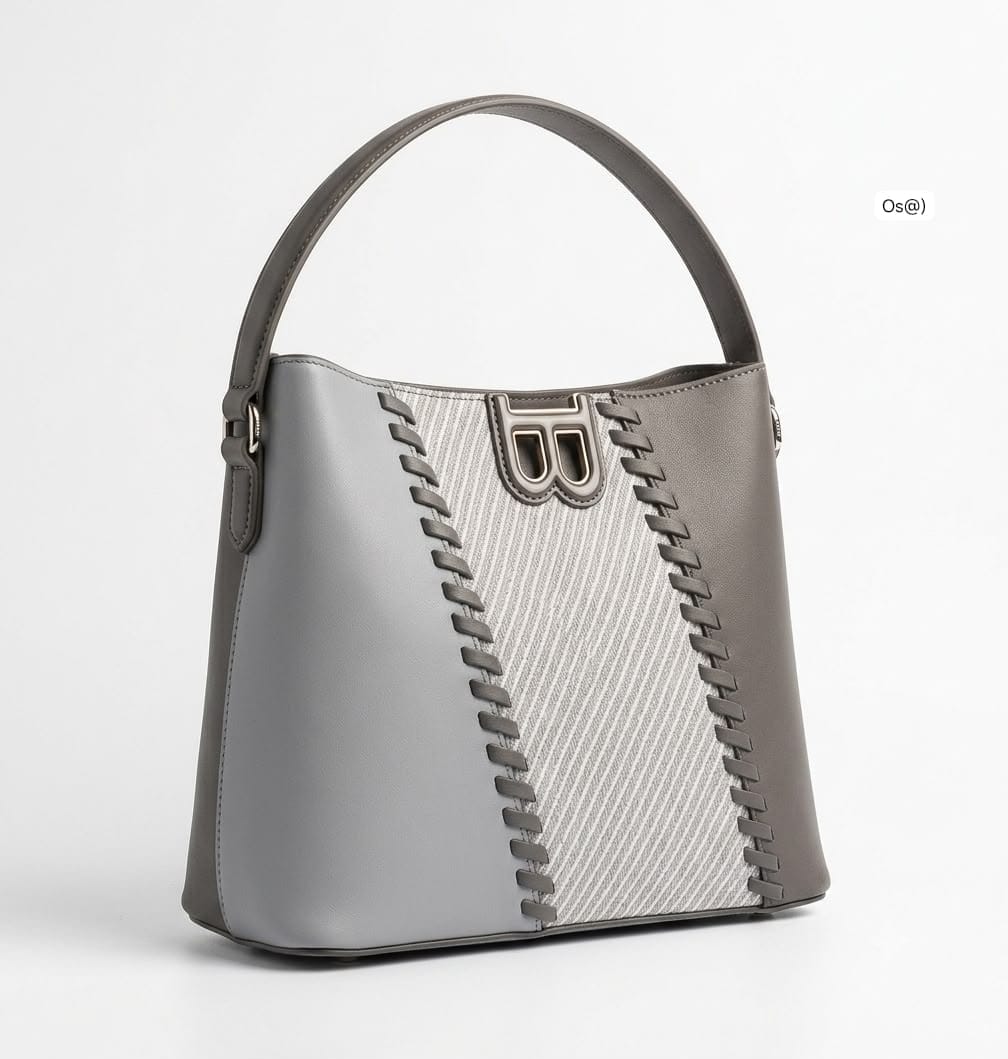 Women’s Designer-Style Structured "B" Accent Handbag Set - Image 3