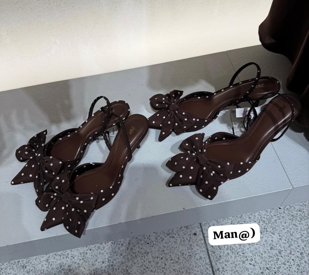 Women's Polka Dot Bow Slingback Kitten Heel Pumps