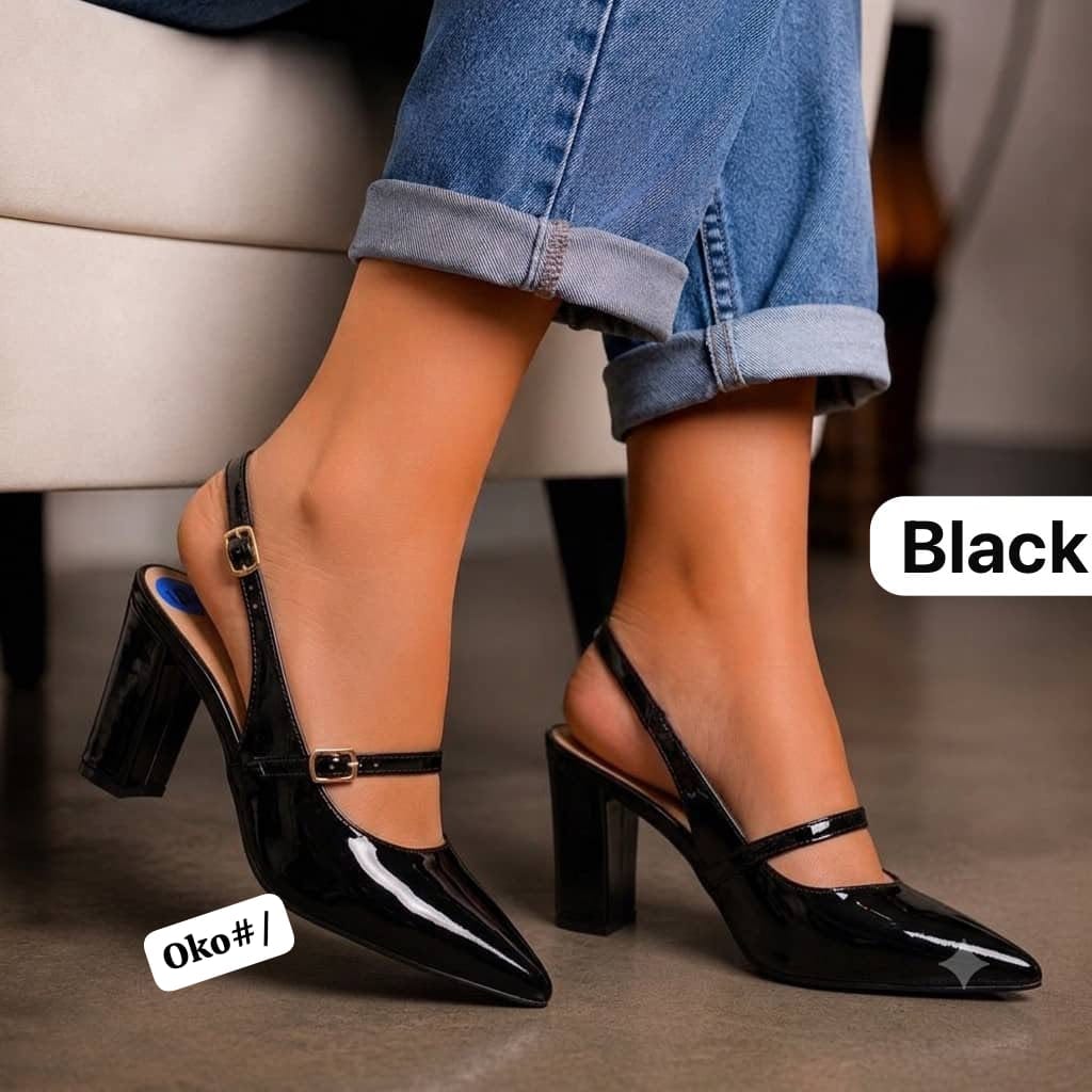 Women's Pointed-Toe Slingback Pumps with Double Buckle Straps - Image 4