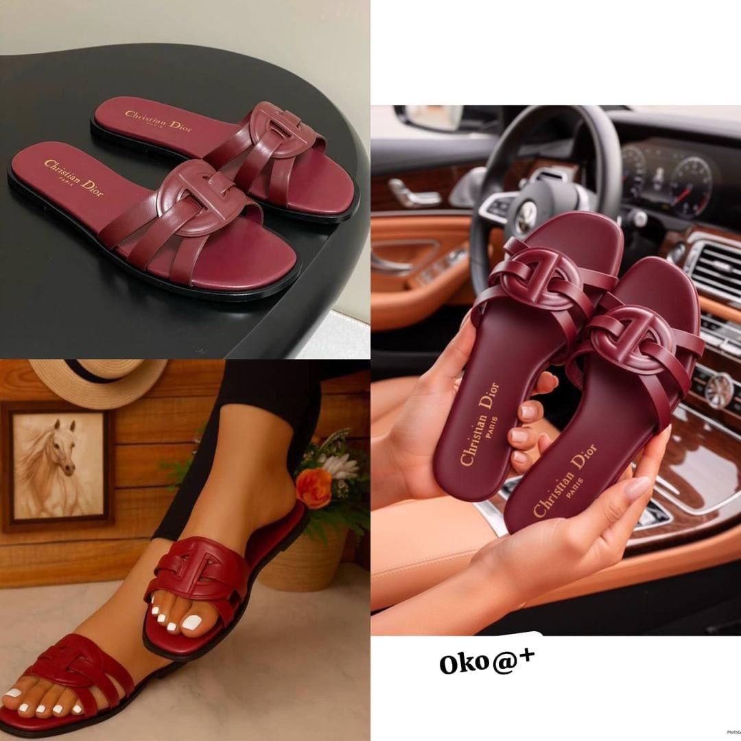 Christian Dior Women's Cutout Strap Flat Slide Sandals