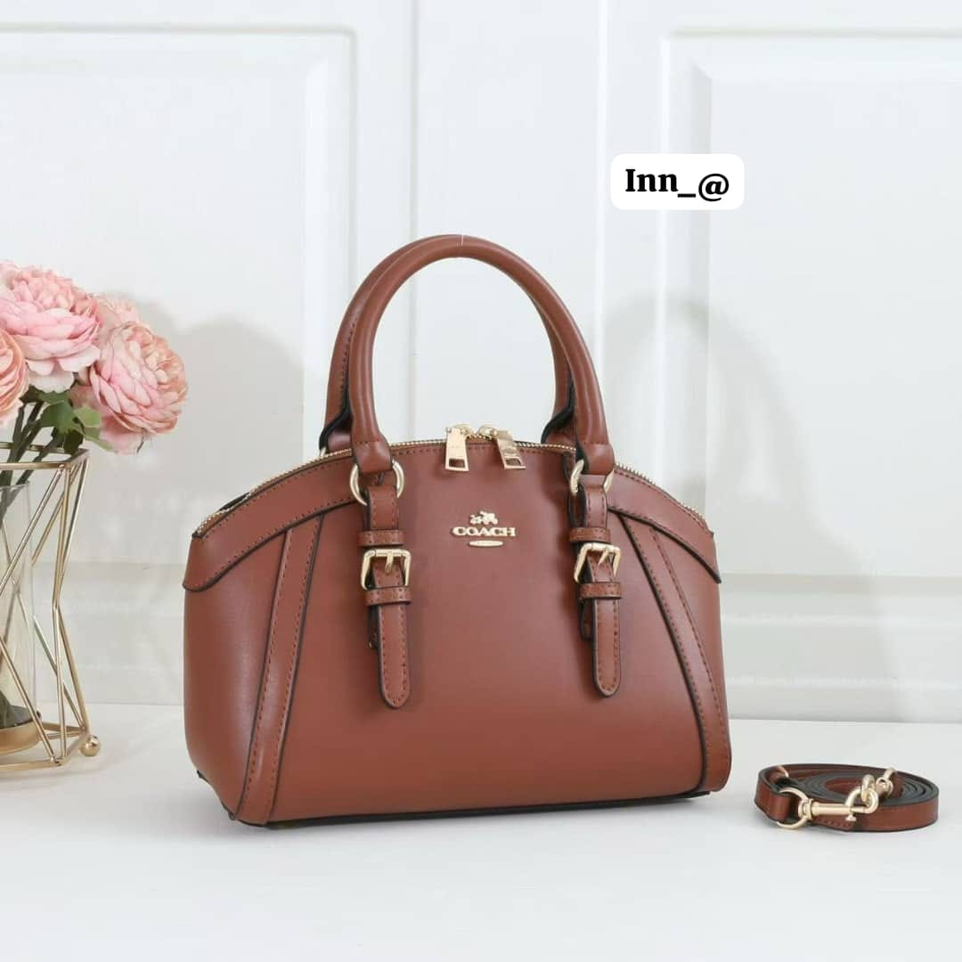 Coach Dome Satchel Handbag in Signature Canvas and Smooth Leather - Image 4