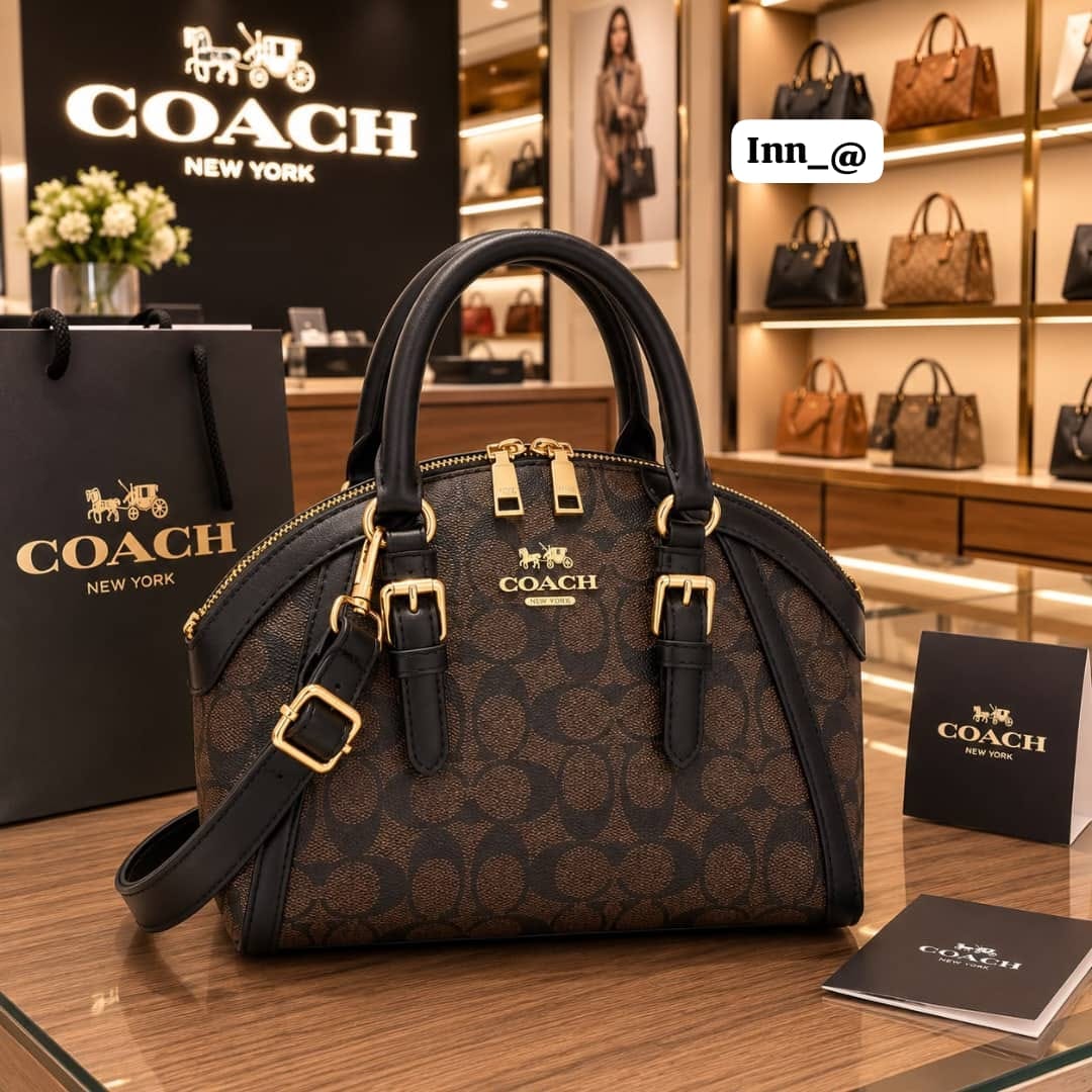 Coach Dome Satchel Handbag in Signature Canvas and Smooth Leather - Image 2