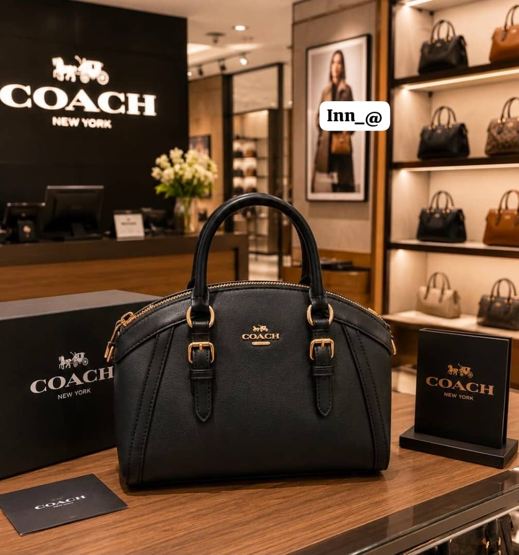 Coach Dome Satchel Handbag in Signature Canvas and Smooth Leather