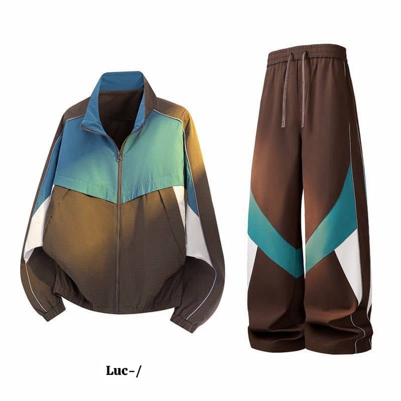 Men's Colorblock Full-Zip Tracksuit Set - Image 2