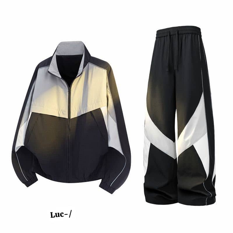 Men's Colorblock Full-Zip Tracksuit Set