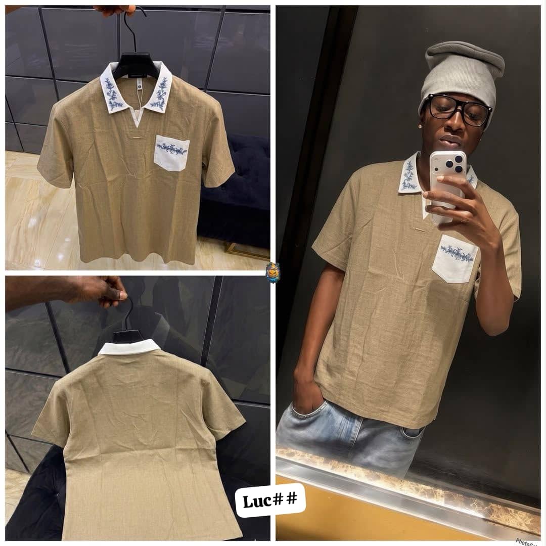 Men's Contrast Collar Embroidered Short-Sleeve Polo Shirt
