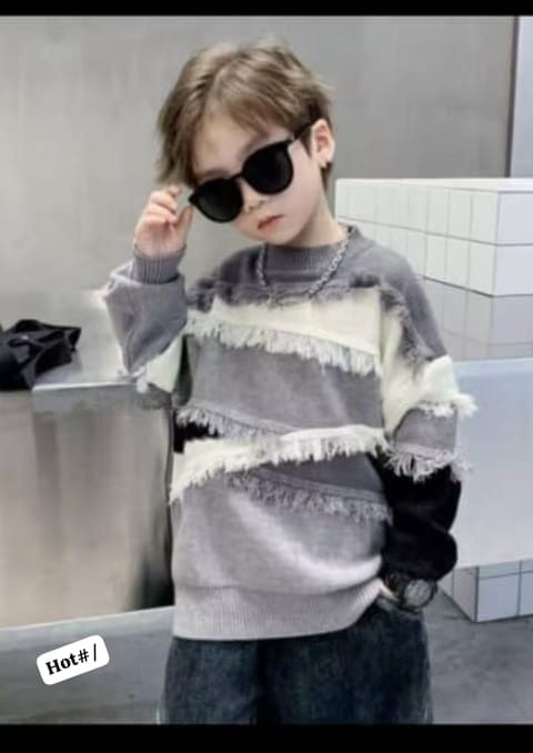 Kids' Distressed Colorblock Knit Pullover Sweater