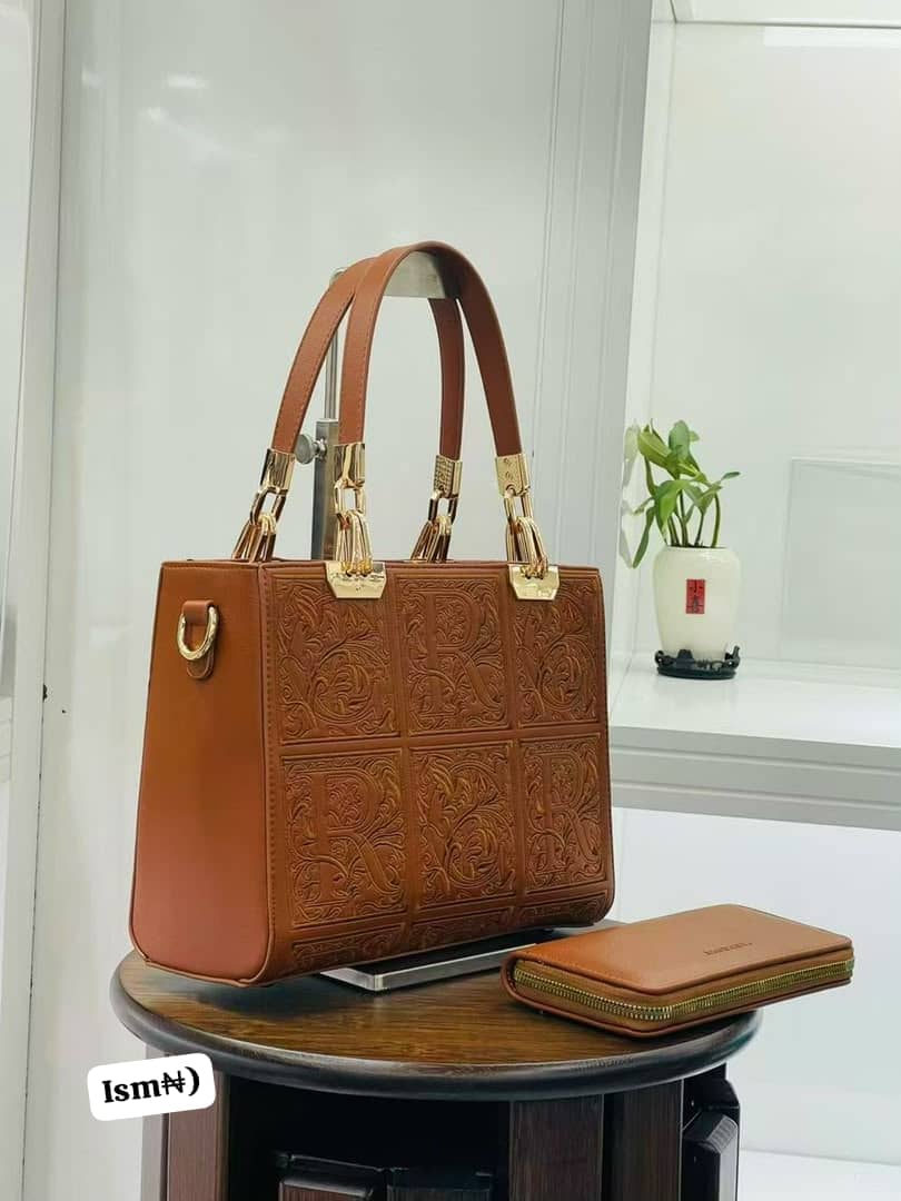Women's Embossed Panel Handbag and Matching Wallet Set - Image 3
