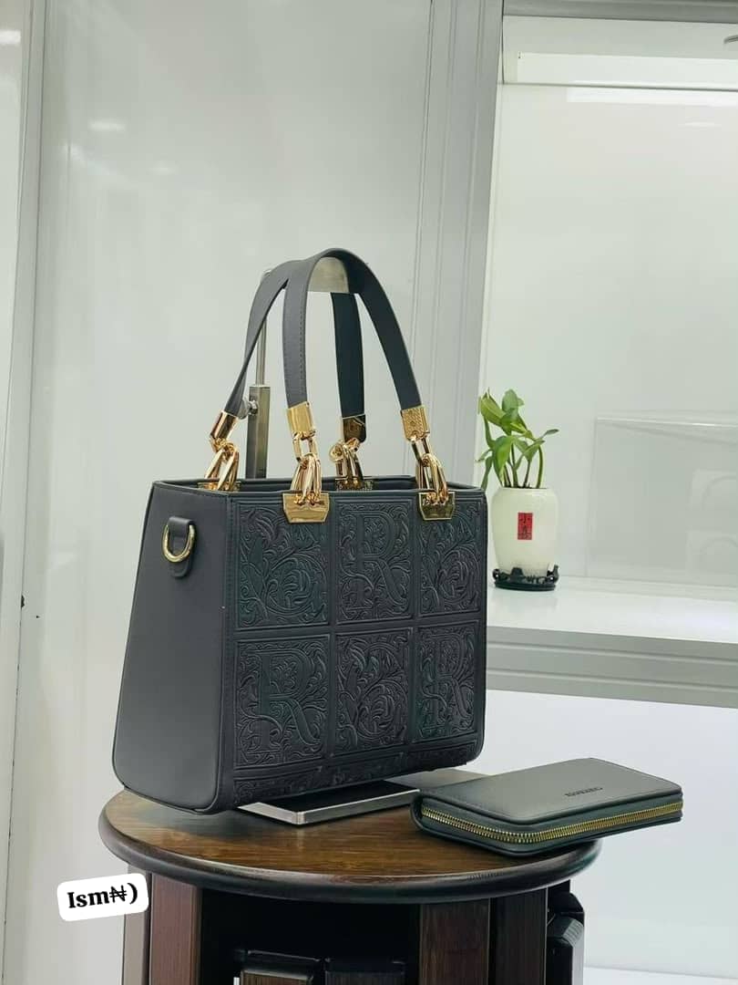 Women's Embossed Panel Handbag and Matching Wallet Set - Image 2