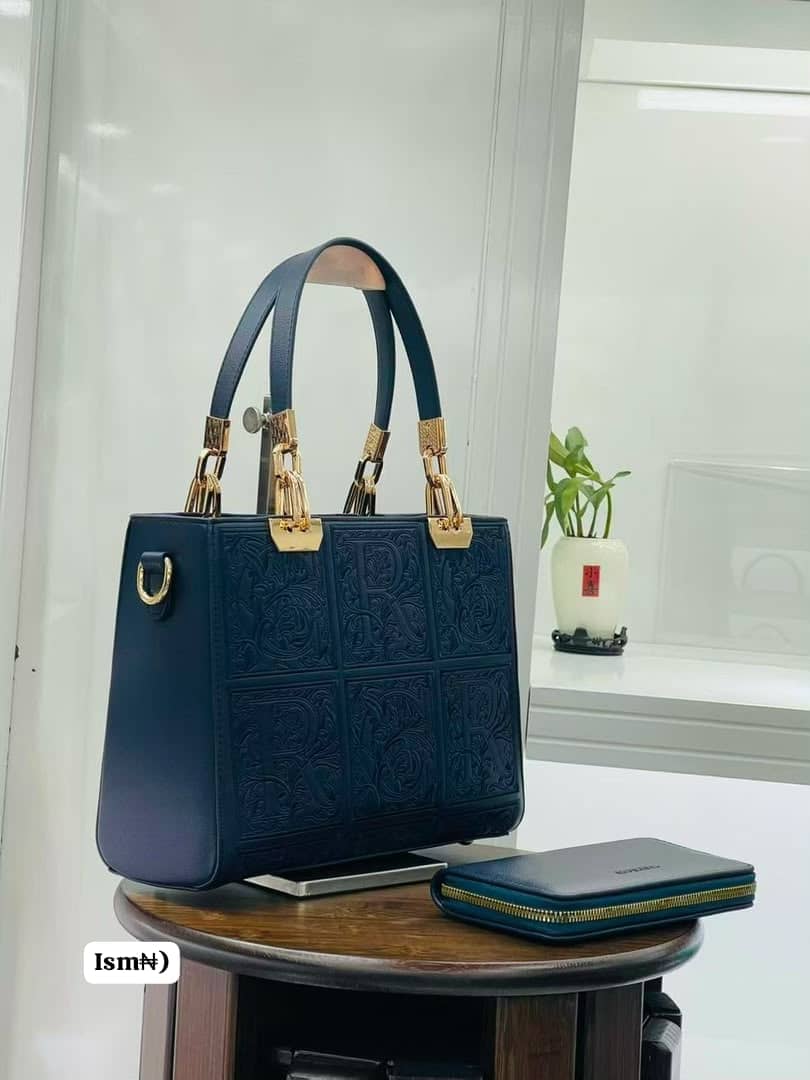 Women's Embossed Panel Handbag and Matching Wallet Set