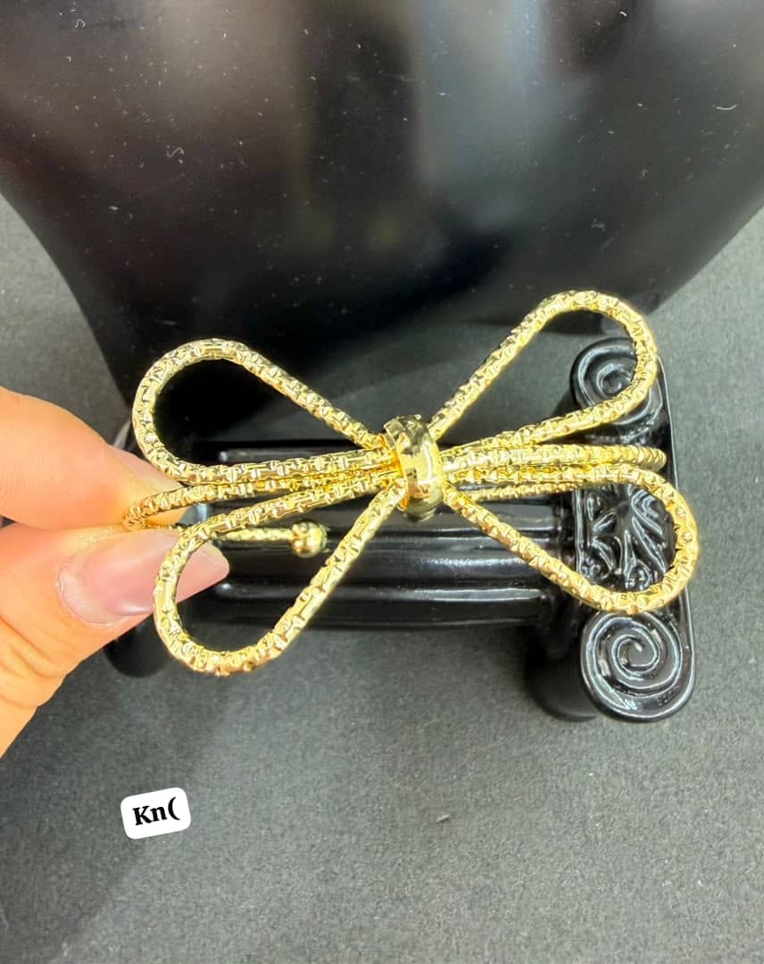 Women's Gold-Tone Textured Bow Statement Bracelet