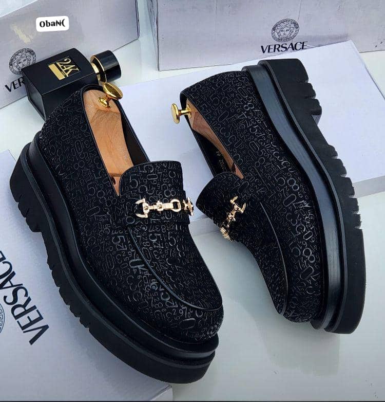 Versace Men's Monogram Embossed Platform Bit Loafers