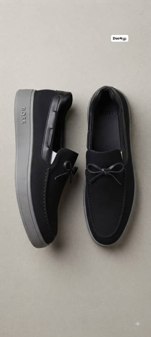 BOSS Men's Casual Slip-On Loafers with Bow Detail and Gray Soles - Image 4