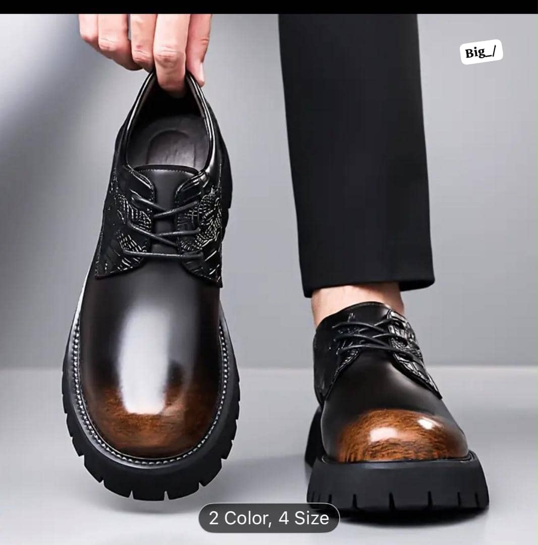 Men's Two-Tone Cap-Toe Platform Derby Shoes - Image 2