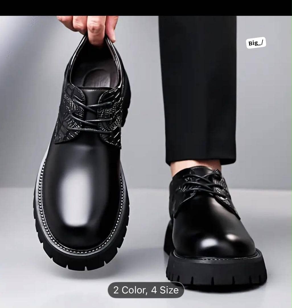 Men's Two-Tone Cap-Toe Platform Derby Shoes
