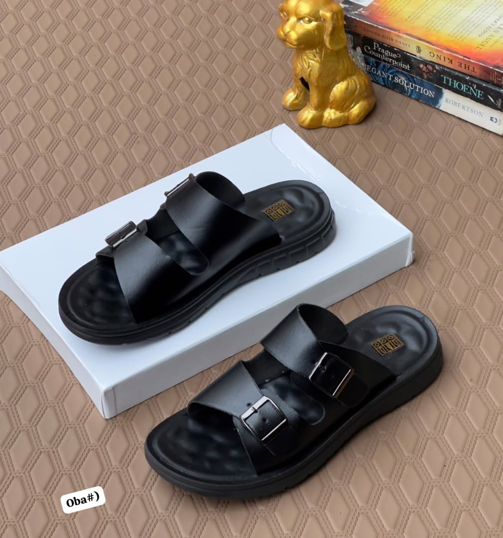 Men's Modern Buckled Double-Strap Slide Sandals