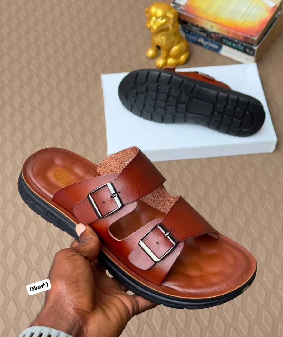 Men's Modern Buckled Double-Strap Slide Sandals