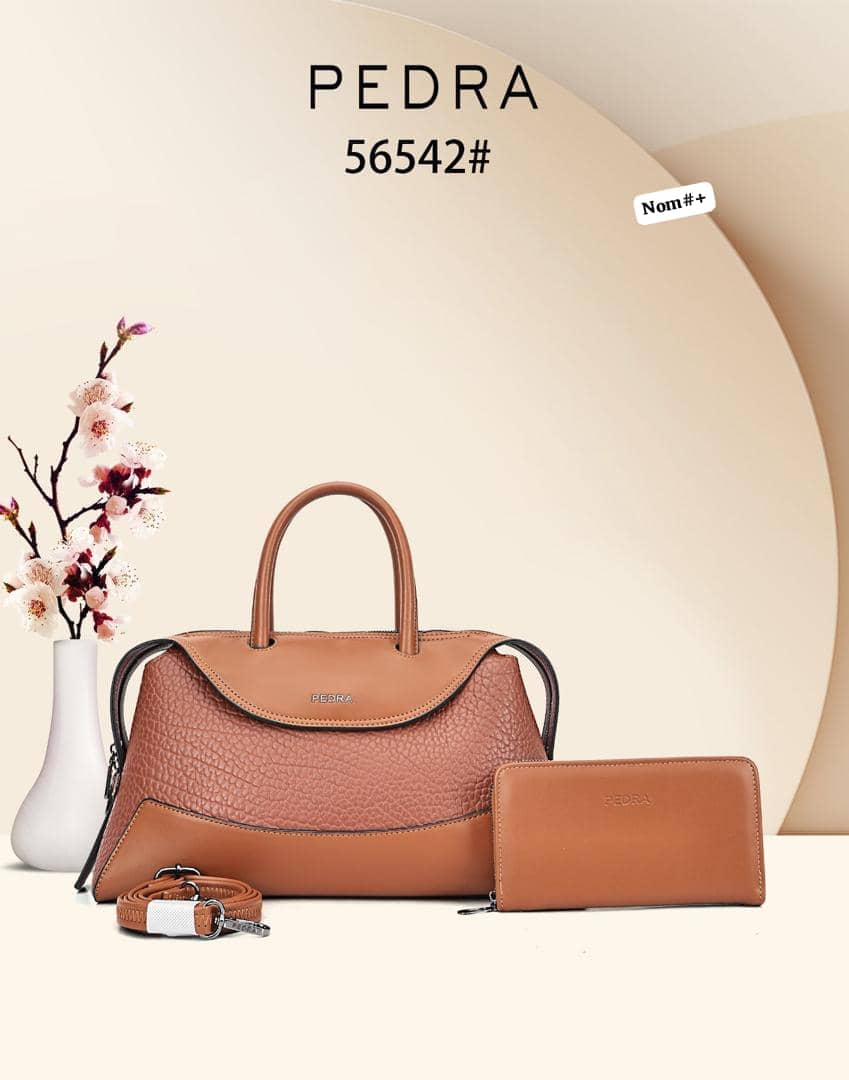 Women's PEDRA Textured Handbag & Wallet Set - Image 2