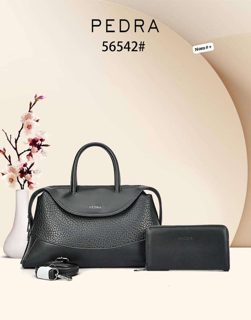 Women's PEDRA Textured Handbag & Wallet Set