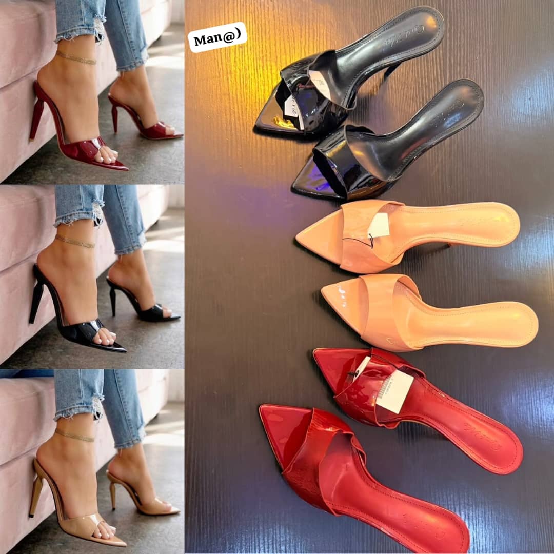 Women's Glossy Pointed-Toe Stiletto Mules