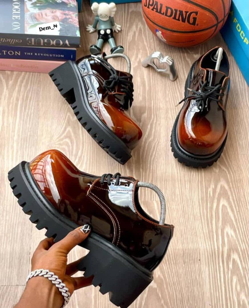 Men's Two-Tone Gradient Lug-Sole Platform Oxford Shoes