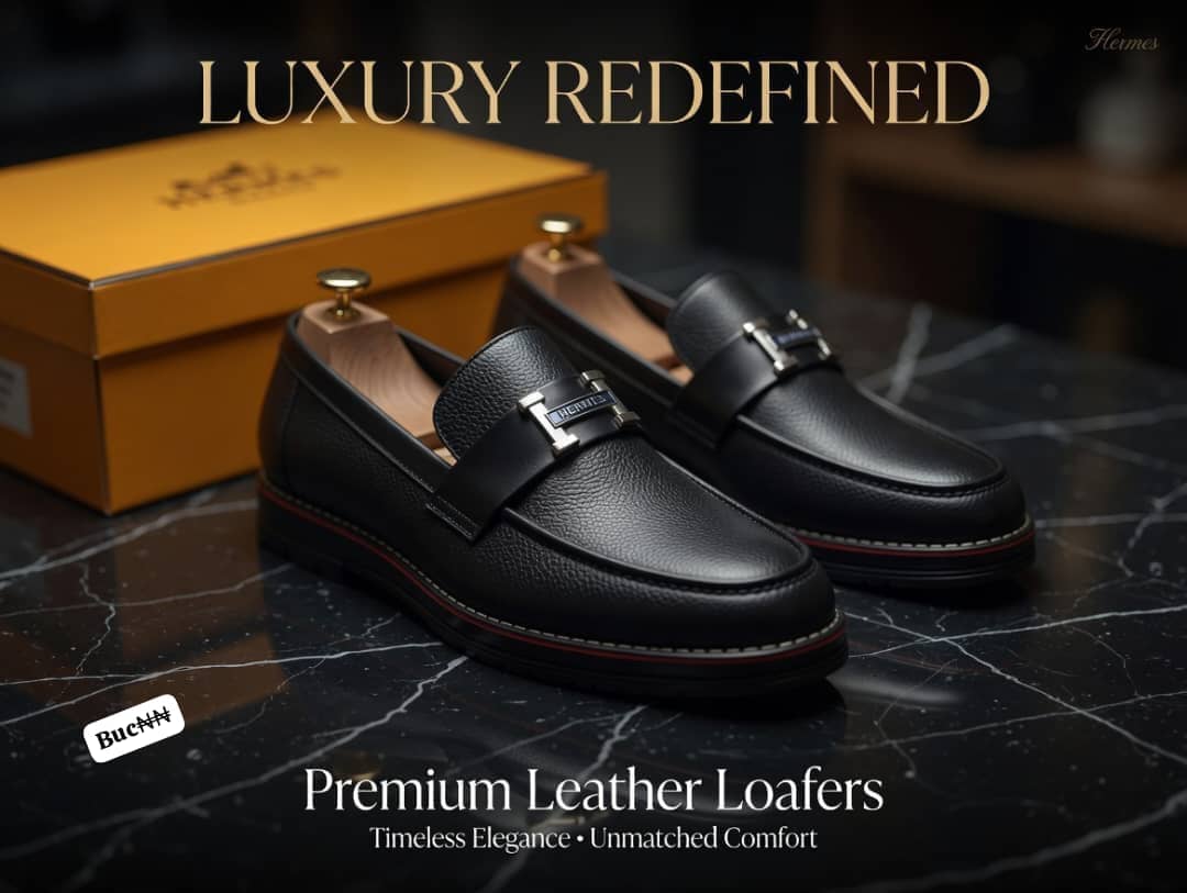 Hermès-Inspired Men's Black Pebbled Leather Loafers