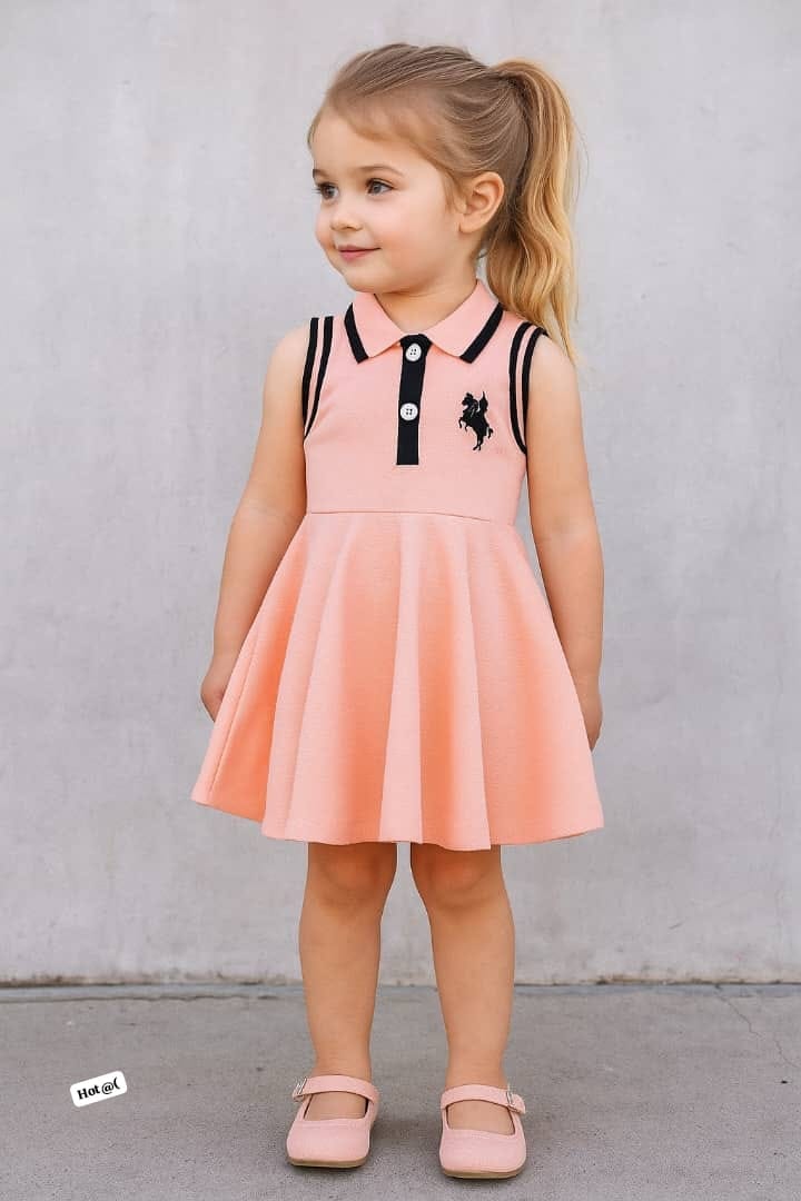 Kids' Preppy Sleeveless Polo Dress – Sporty-Chic Pleated Skater Dress