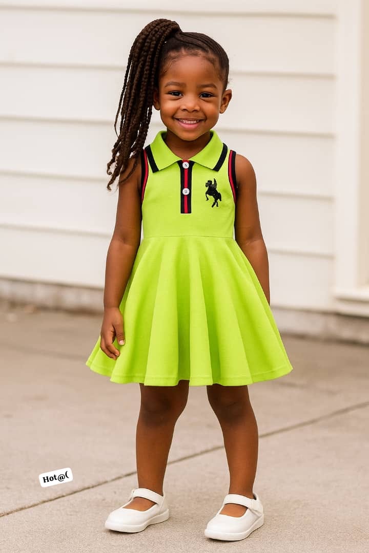 Kids' Preppy Sleeveless Polo Dress – Sporty-Chic Pleated Skater Dress - Image 2