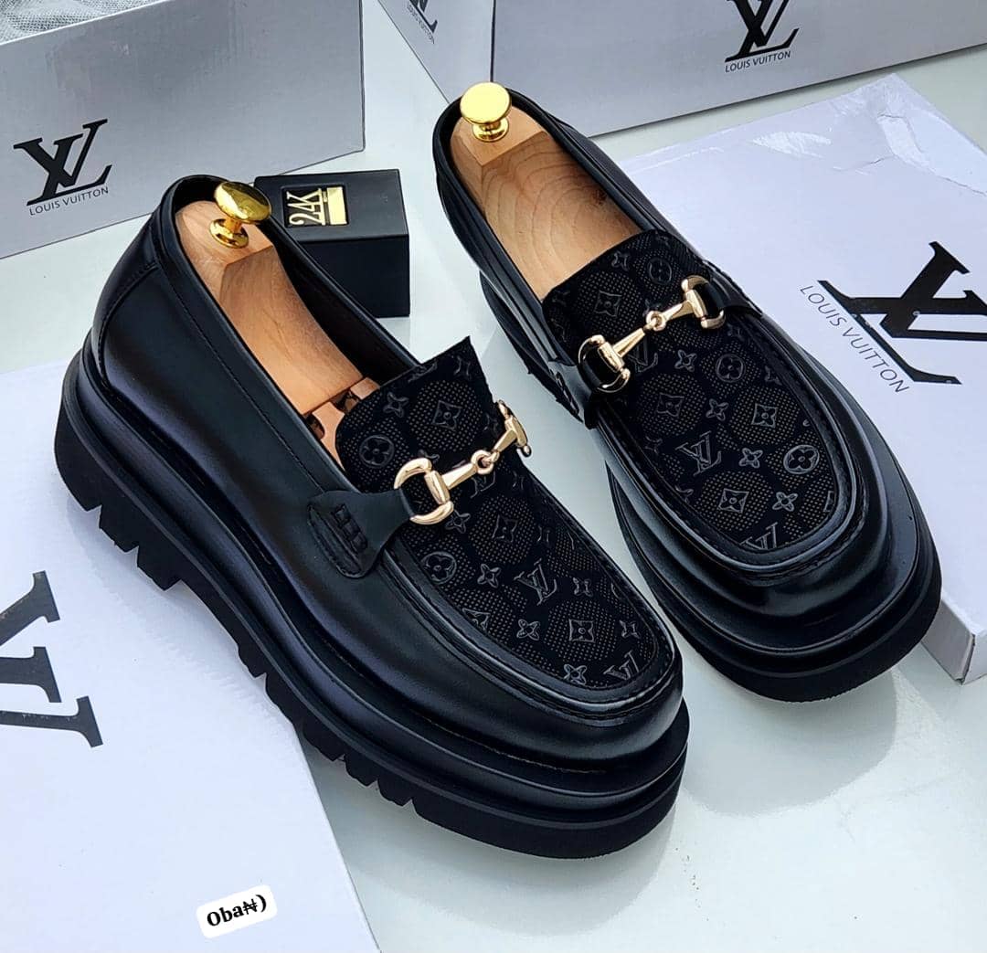 Louis Vuitton-Inspired Men's Monogram Monogram-Vamp Lug-Sole Loafers