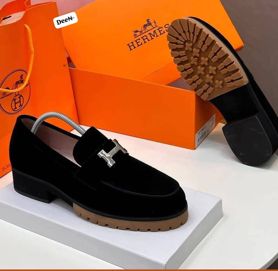 Hermès-Inspired Men's "H" Buckle Suede Platform Loafers