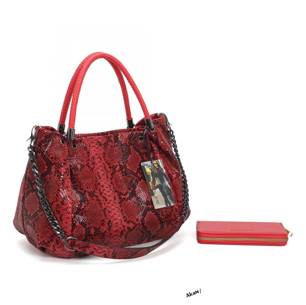 FASHION JOE Faux Snakeskin Handbag & Wallet Set - Image 2