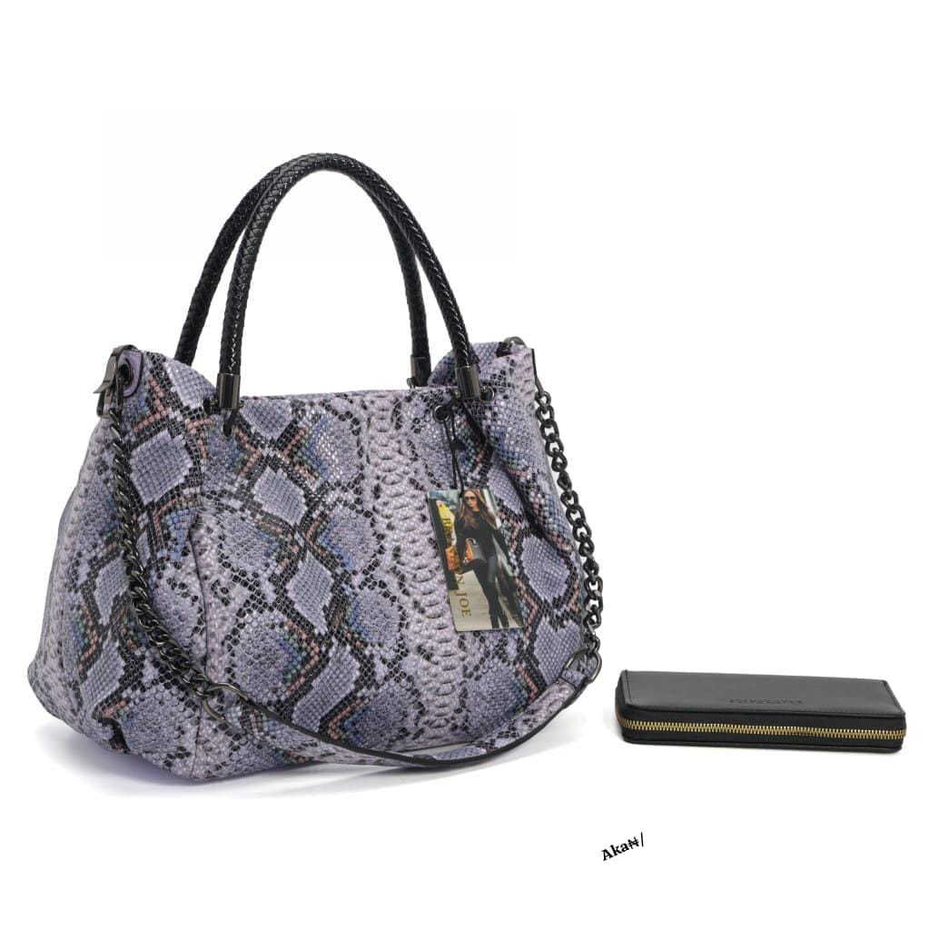 FASHION JOE Faux Snakeskin Handbag & Wallet Set - Image 4