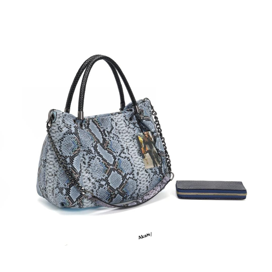 FASHION JOE Faux Snakeskin Handbag & Wallet Set - Image 6
