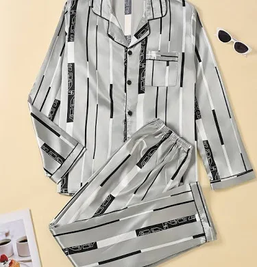 Men’s Luxury Notch Collar Pajama Top & Trousers Set