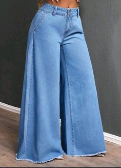 Style Light Blue Wide-Leg Workwear Jeans