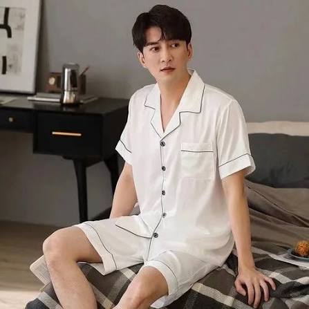 Button-Up Men’s Pajama Set with Shorts
